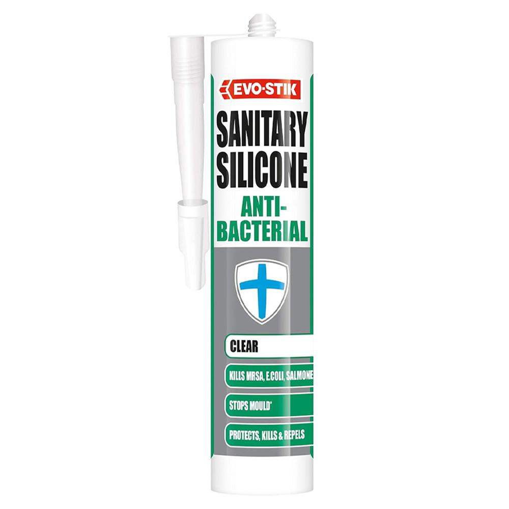 Evo-Stik Anti-Bacterial Sanitary Silicone Sealant Clear 290ml