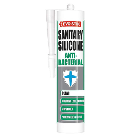Evo-Stik Anti-Bacterial Sanitary Silicone Sealant Clear 290ml