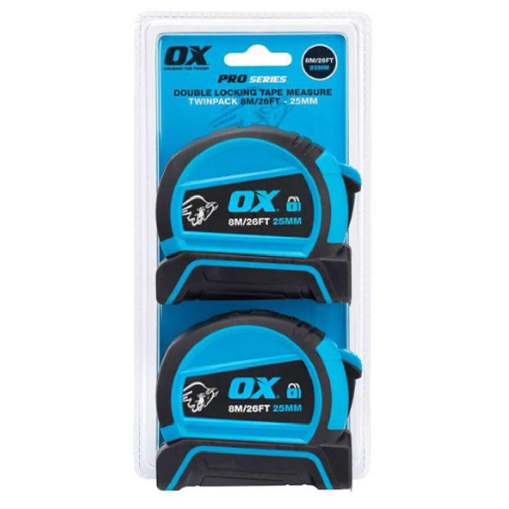OX Tools Trade Tape Measure 8m (Pack of 2)