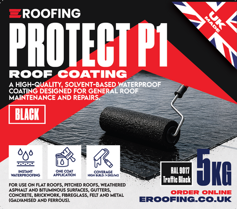 Protect P1 Black Roof Coating 20kg – Fibre Reinforced Waterproof Coating