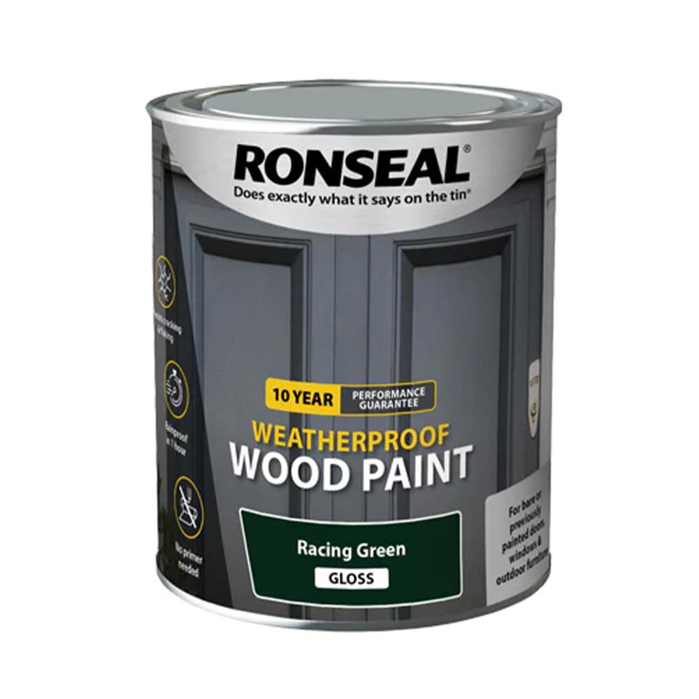 Ronseal 10 Year Weatherproof Wood Paint Gloss Racing Green 750ml