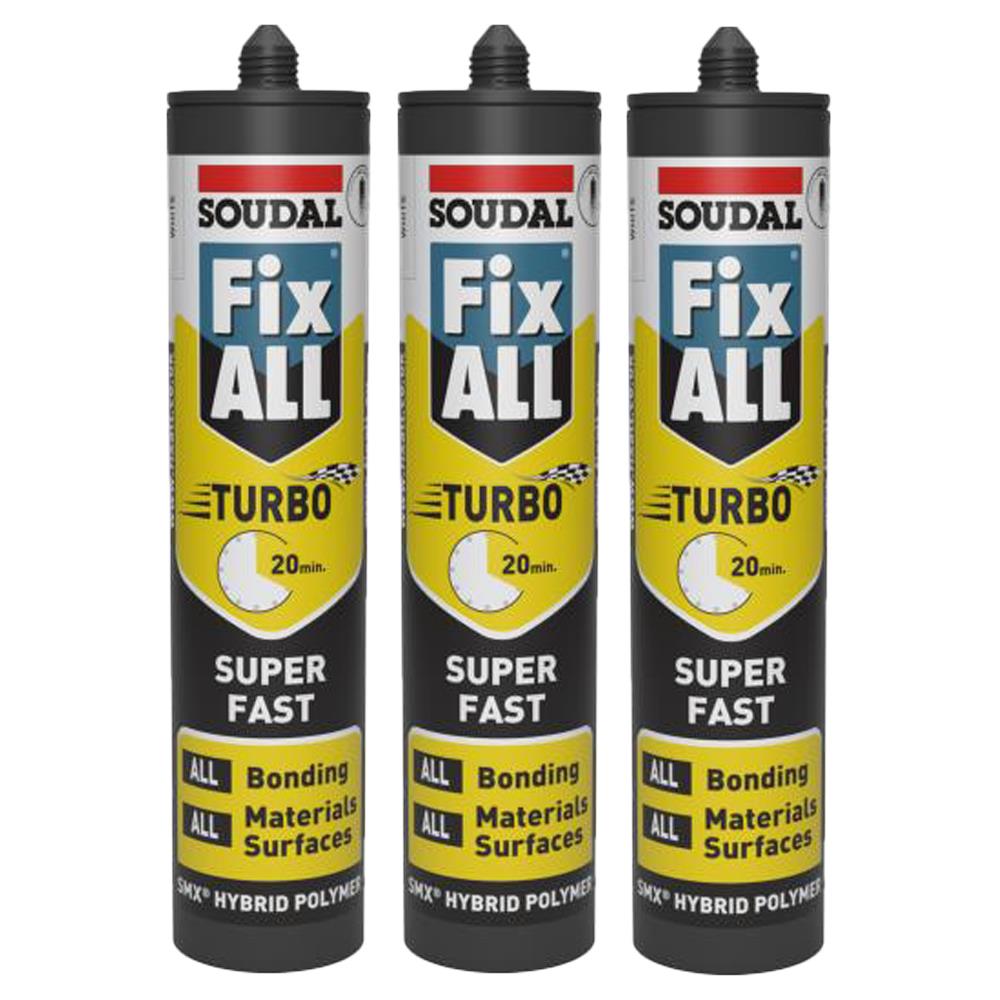Soudal Fix All Turbo White 290ml 3 Pack