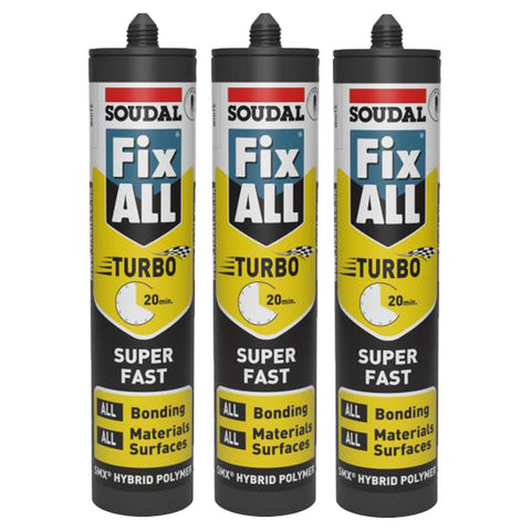 Soudal Fix All Turbo White 290ml 3 Pack