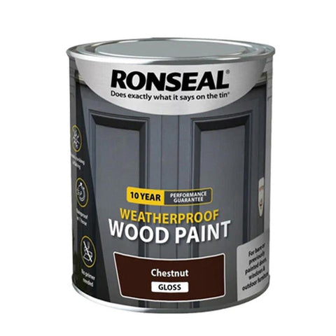 Ronseal 10 Year Weatherproof Wood Paint Gloss Chestnut 750ml
