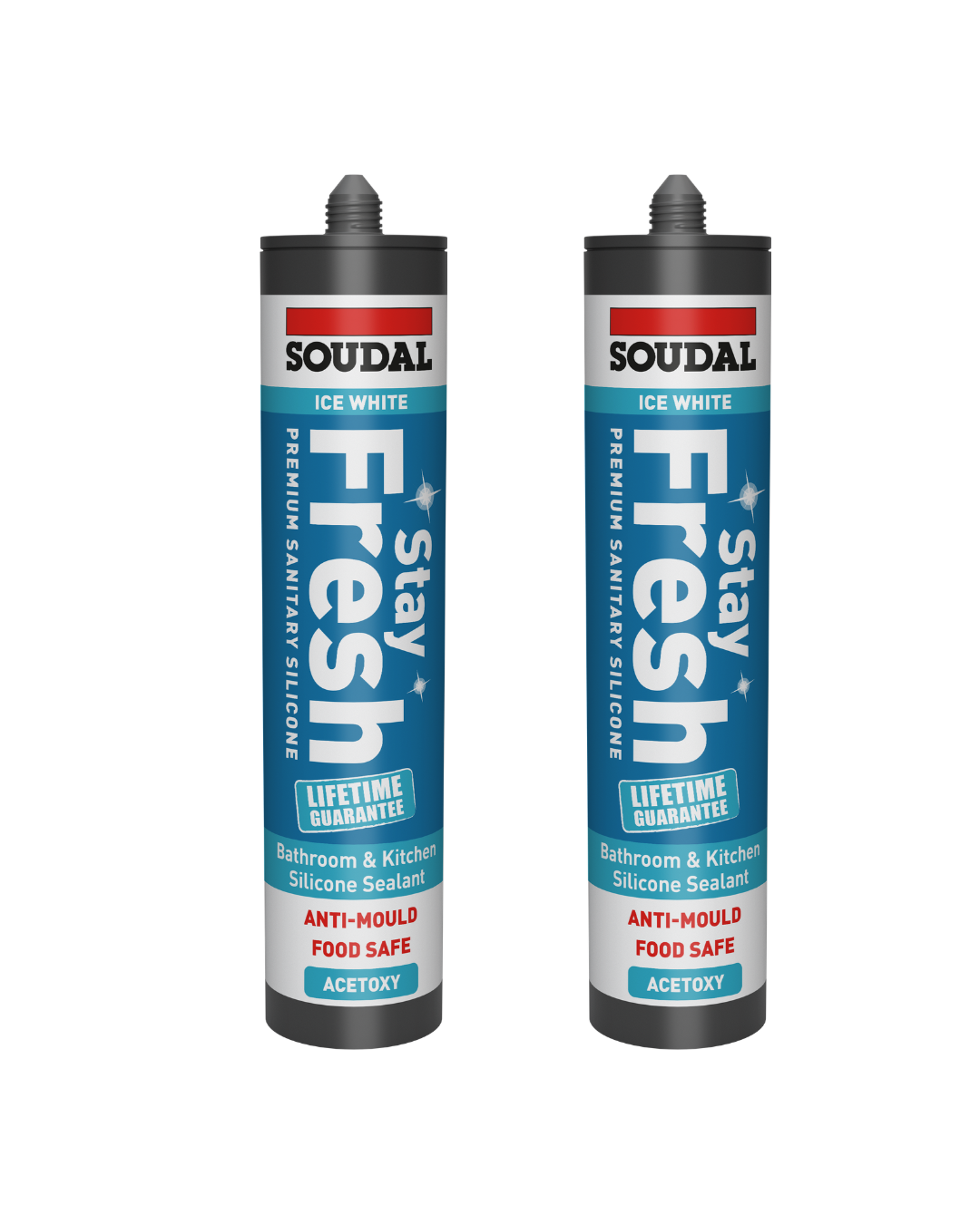 Soudal Stay Fresh Premium Sanitary Sealant Ice White 290ml Twin Pack