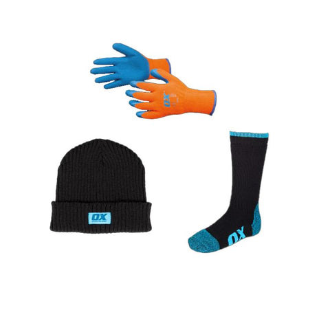 OX Tools Winter Essentials Set - Beanie, Socks, Thermal Gloves