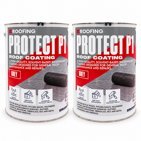 Protect P1 Grey Fibre Reinforced Roof Coating 10kg (2 × 5kg Tins)