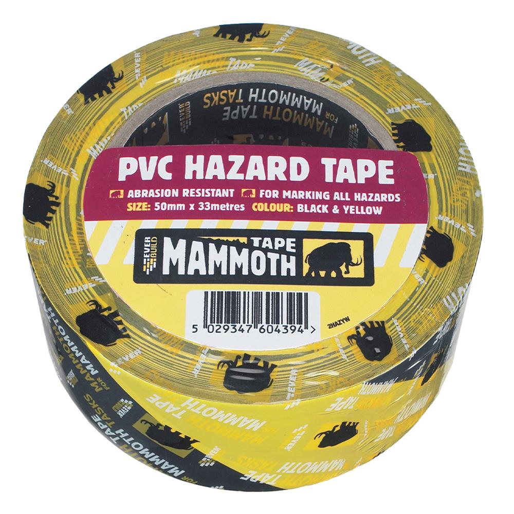 Everbuild PVC Hazard Tape Black &Yellow 50mm x 33m
