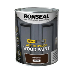 Ronseal 10 Year Weatherproof Wood Paint Gloss Dark Oak 750ml