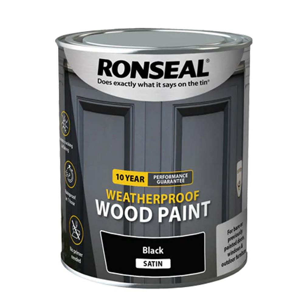 Ronseal 10 Year Weatherproof Wood Paint Satin Black 2.5L