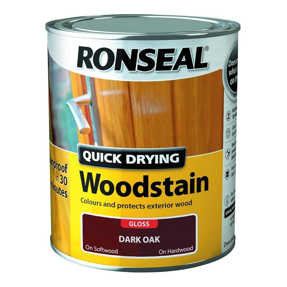 Ronseal Quick Drying Woodstain Dark Oak Gloss 750ml