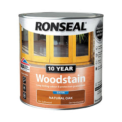 Ronseal 10 Year Wood Stain Satin Natural Oak 2.5L
