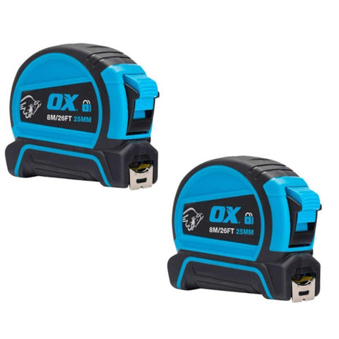 OX Tools Trade Tape Measure 8m (Pack of 2)