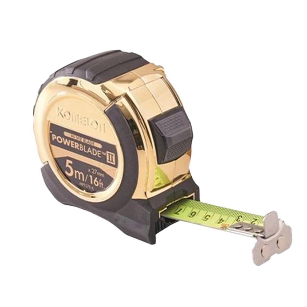 Komelon 5m Gold PowerBlade II Tape with Gold Mini Level