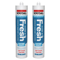 Soudal Stay Fresh Premium Sanitary Sealant Ice White 290ml Twin Pack