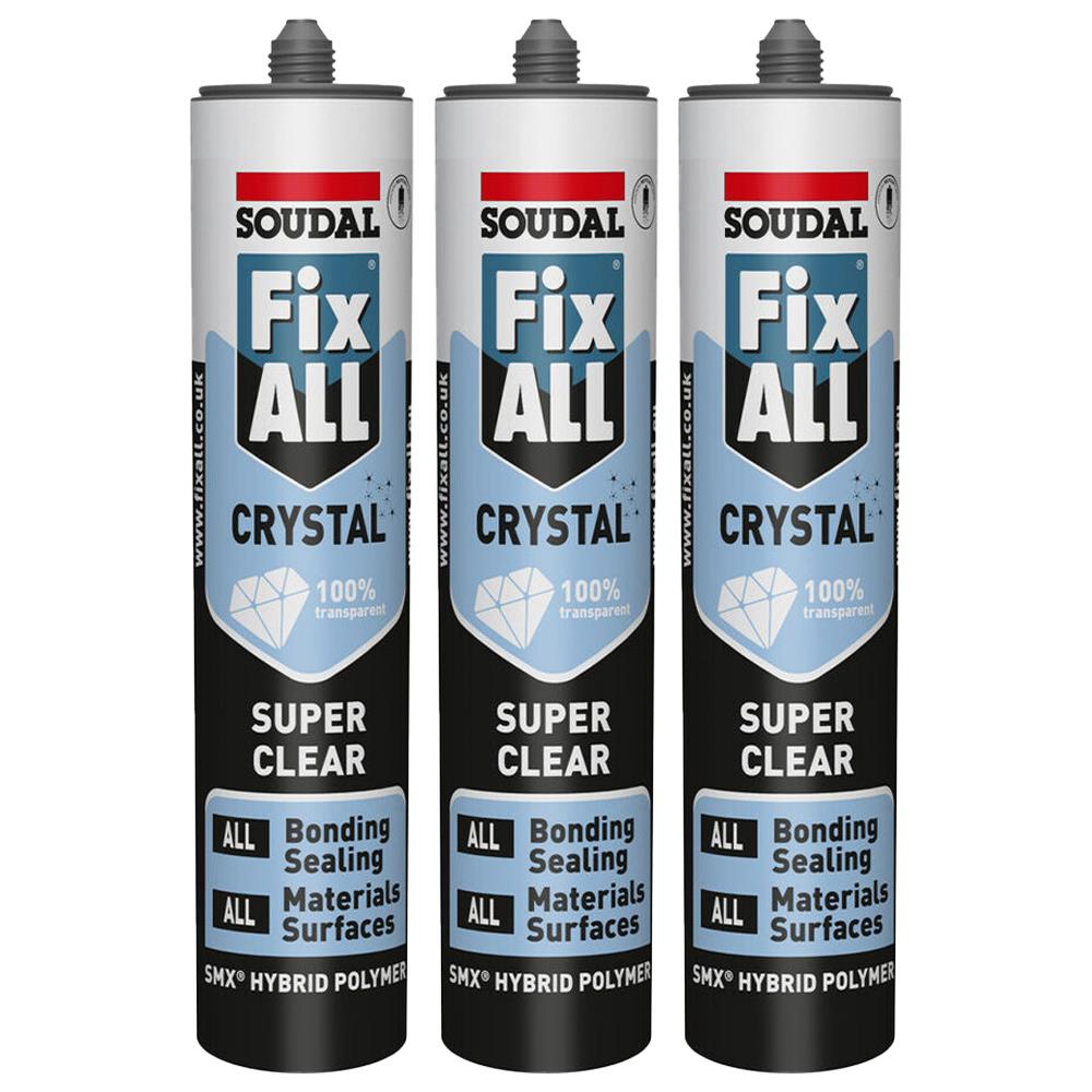 Soudal Fix All Crystal Clear 290ml Pack of 3