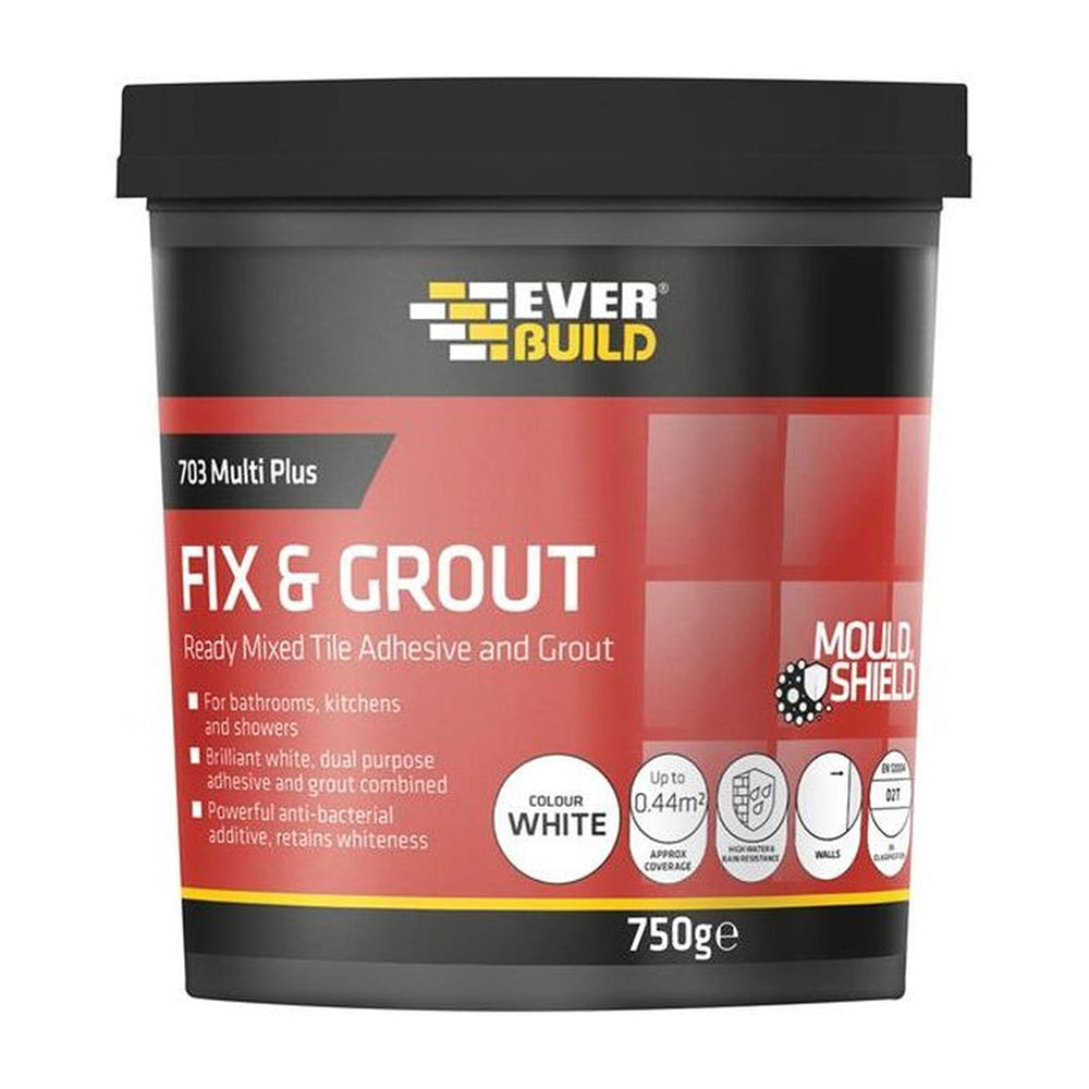 Everbuild 703 Fix & Grout Tile Adhesive - White 750g