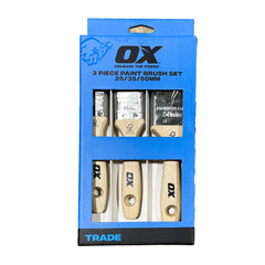 OX Trade 3 Piece Paint Brush Set - 25/38/50mm