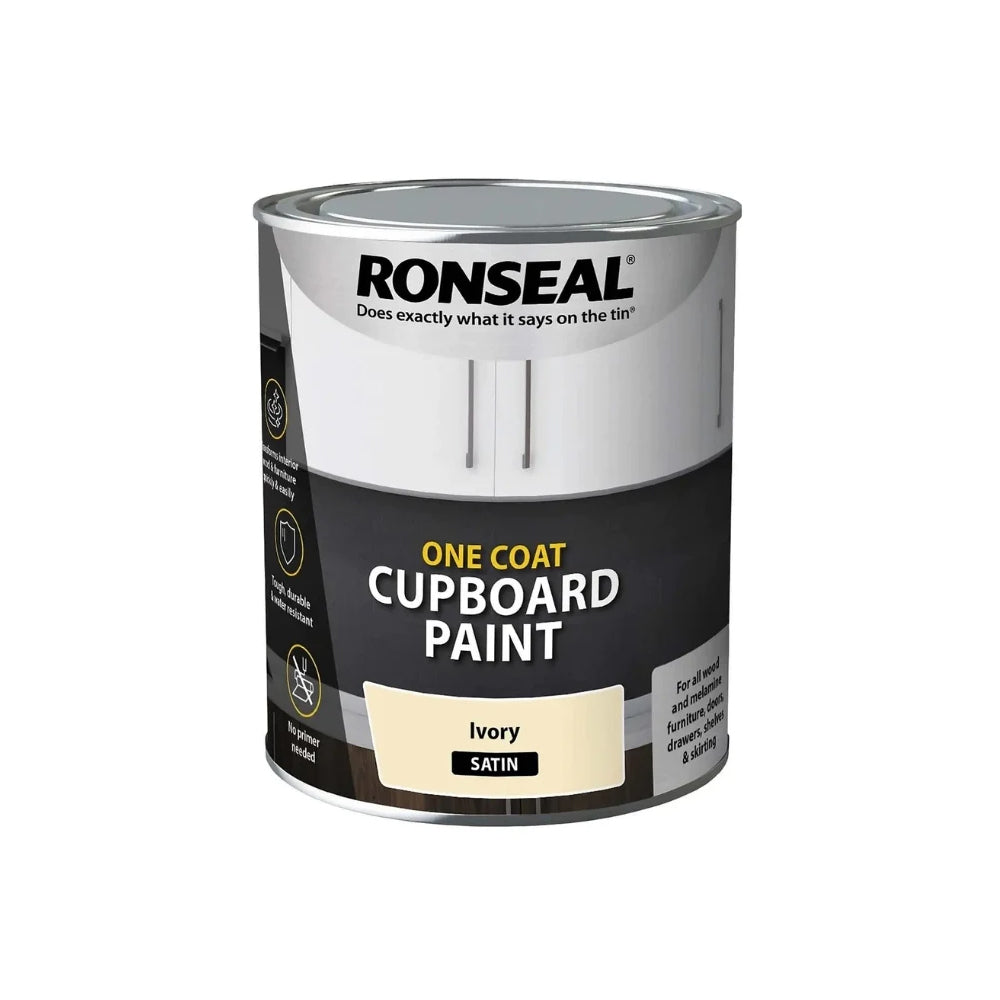 Ronseal One Coat Cupboard Melamine & MDF Paint - Satin 750ml