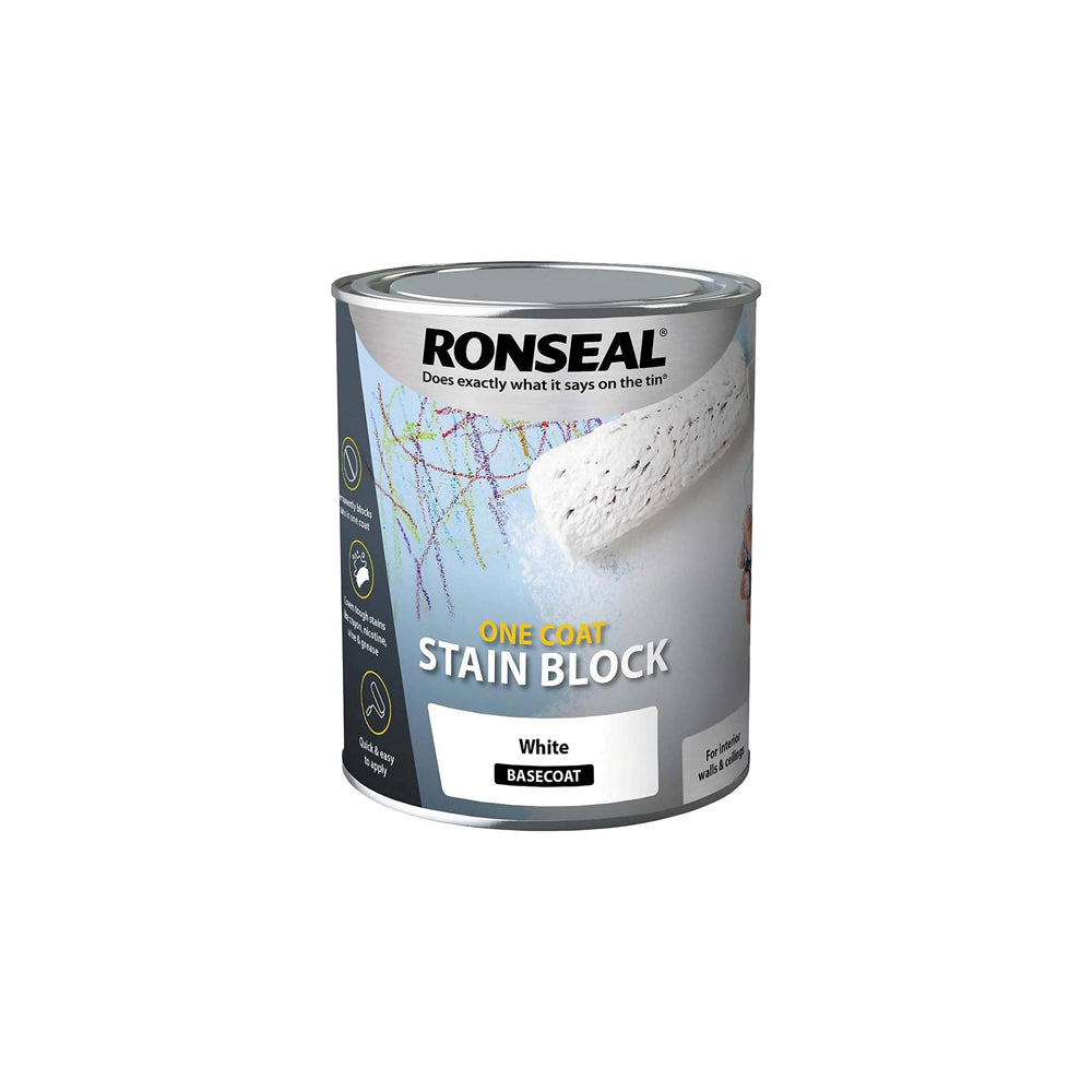 Ronseal One Coat Stain Block - White 750ml