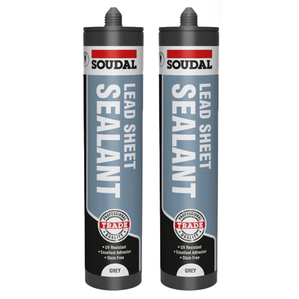 Soudal Lead Sheet Silicone Sealant Grey 290ml Twin Pack