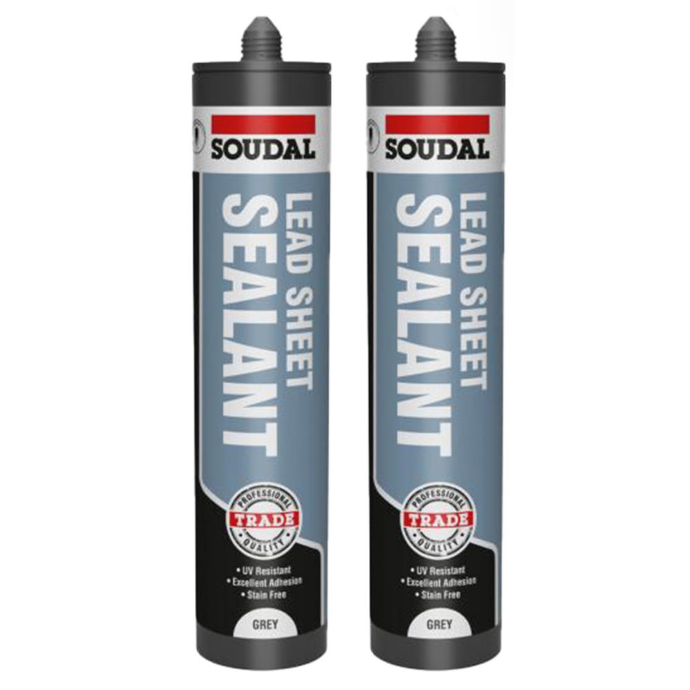 Soudal Lead Sheet Silicone Sealant Grey 290ml Twin Pack