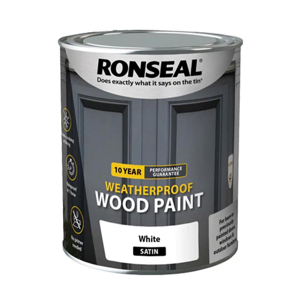 Ronseal 10 Year Weatherproof Wood Paint Satin White 2.5L