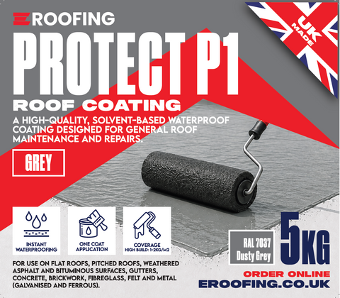Protect P1 Grey 5kg – One-Coat Fibre Reinforced Roof Coating