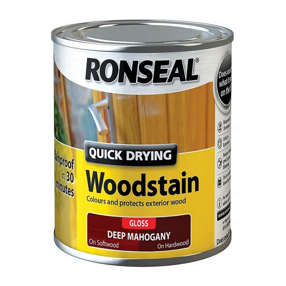 Ronseal Quick Drying Woodstain Deep Mahogany Gloss 750ml