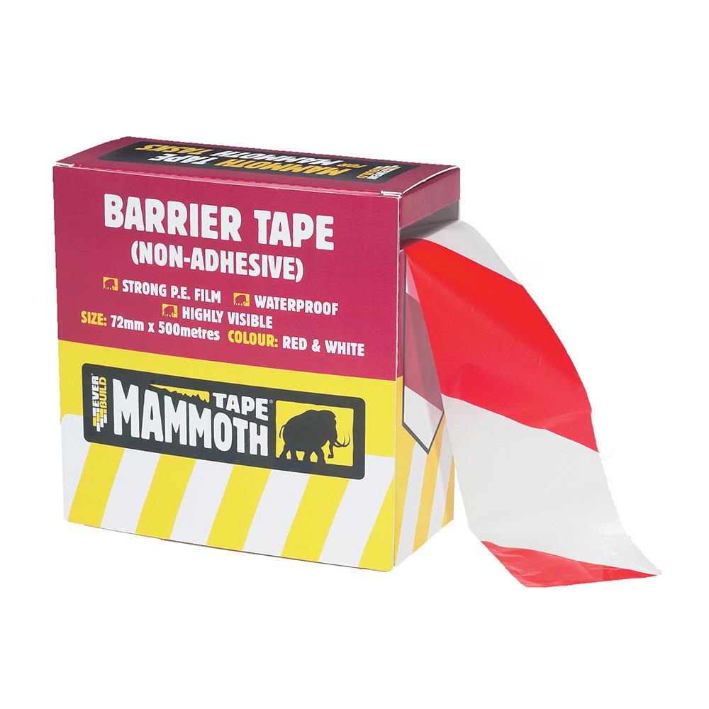 Everbuild Mammoth Barrier Tape Red & White 72mm x 500m