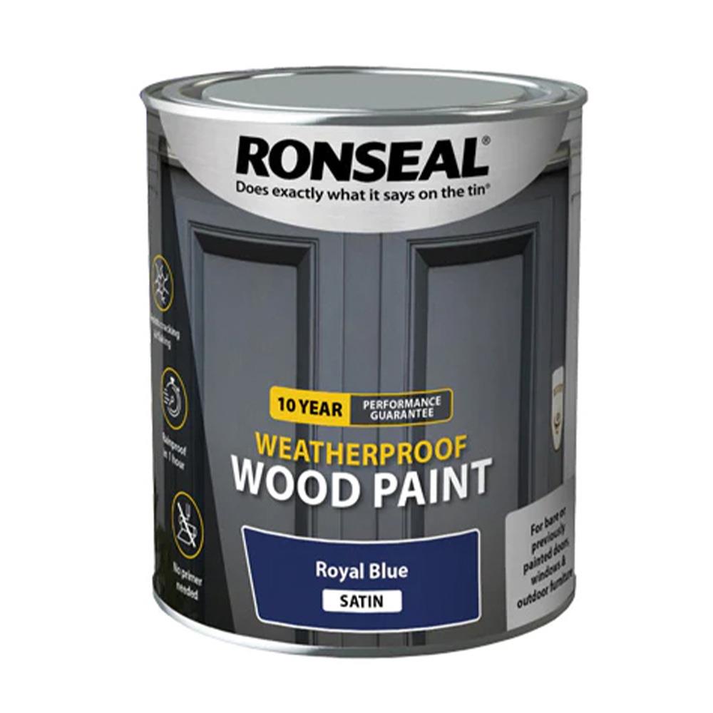 Ronseal 10 Year Weatherproof Wood Paint Satin Royal Blue 750ml