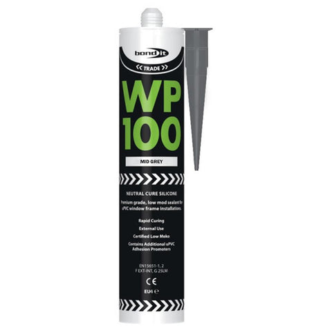 Bond It WP100 Premium Neutral Cure Oxime Silicone Sealant Mid Grey EU4