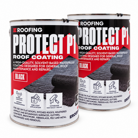 Protect P1 Black Roof Coating 10kg (2 × 5kg Tins) – Fibre Reinforced