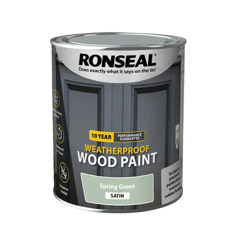 Ronseal 10 Year Weatherproof Wood Paint Satin Spring Green 750ml
