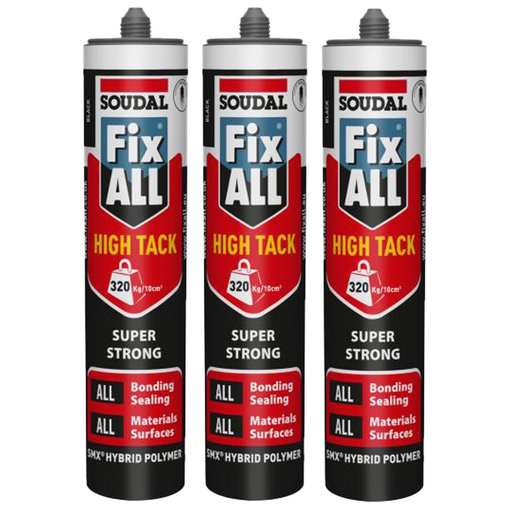 Soudal Fix All High Tack Black 290ml Pack of 3
