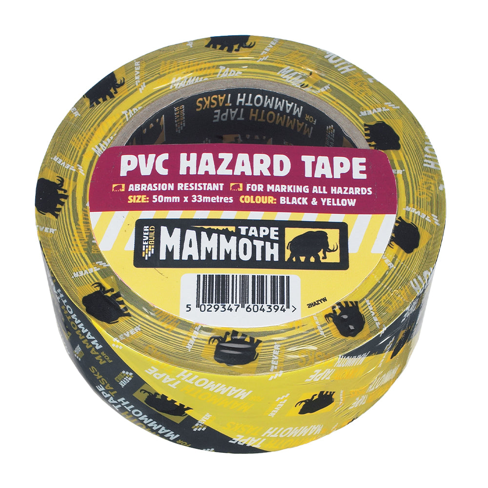 Everbuild PVC Hazard Tape Black &Yellow 50mm x 33m