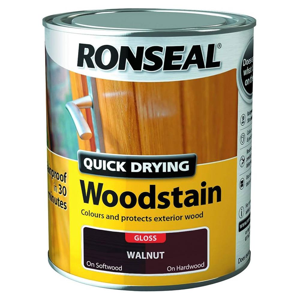 Ronseal Quick Drying Woodstain Walnut Gloss 750ml