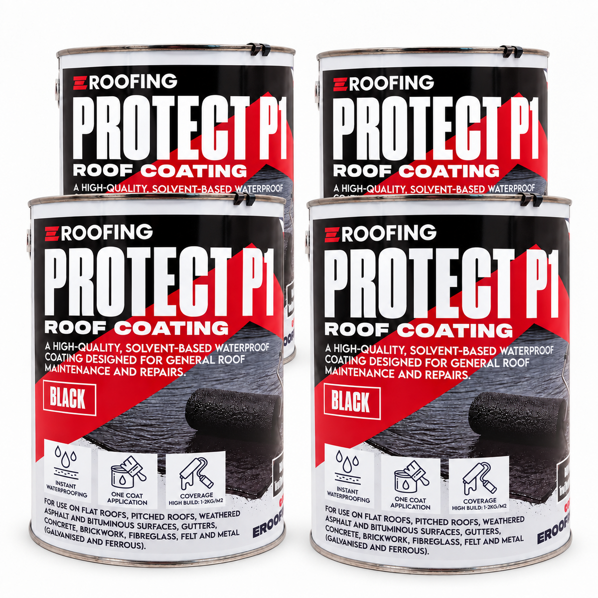 Protect P1 Black Roof Coating 20kg – Fibre Reinforced Waterproof Coating