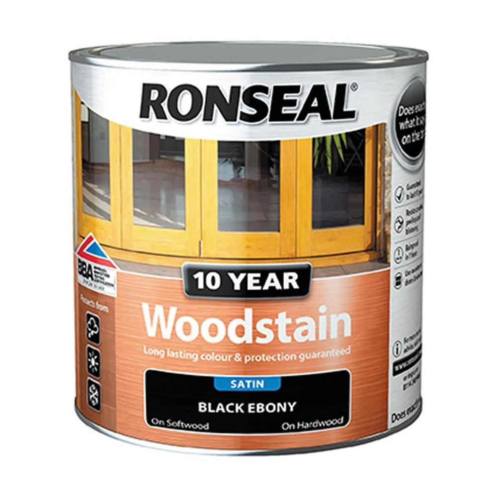Ronseal 10 Year Wood Stain Satin Dark Ebony 2.5L
