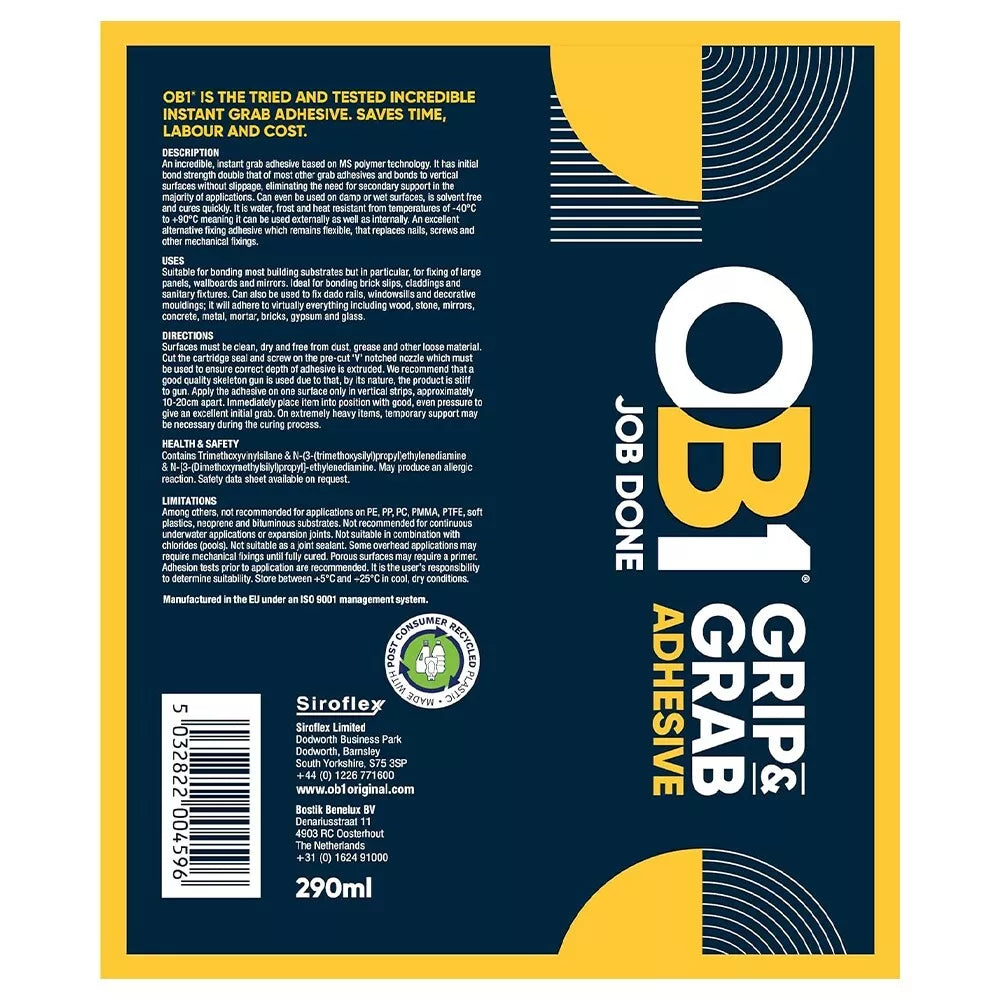 OB1 Grip & Grab Adhesive - White 290ml