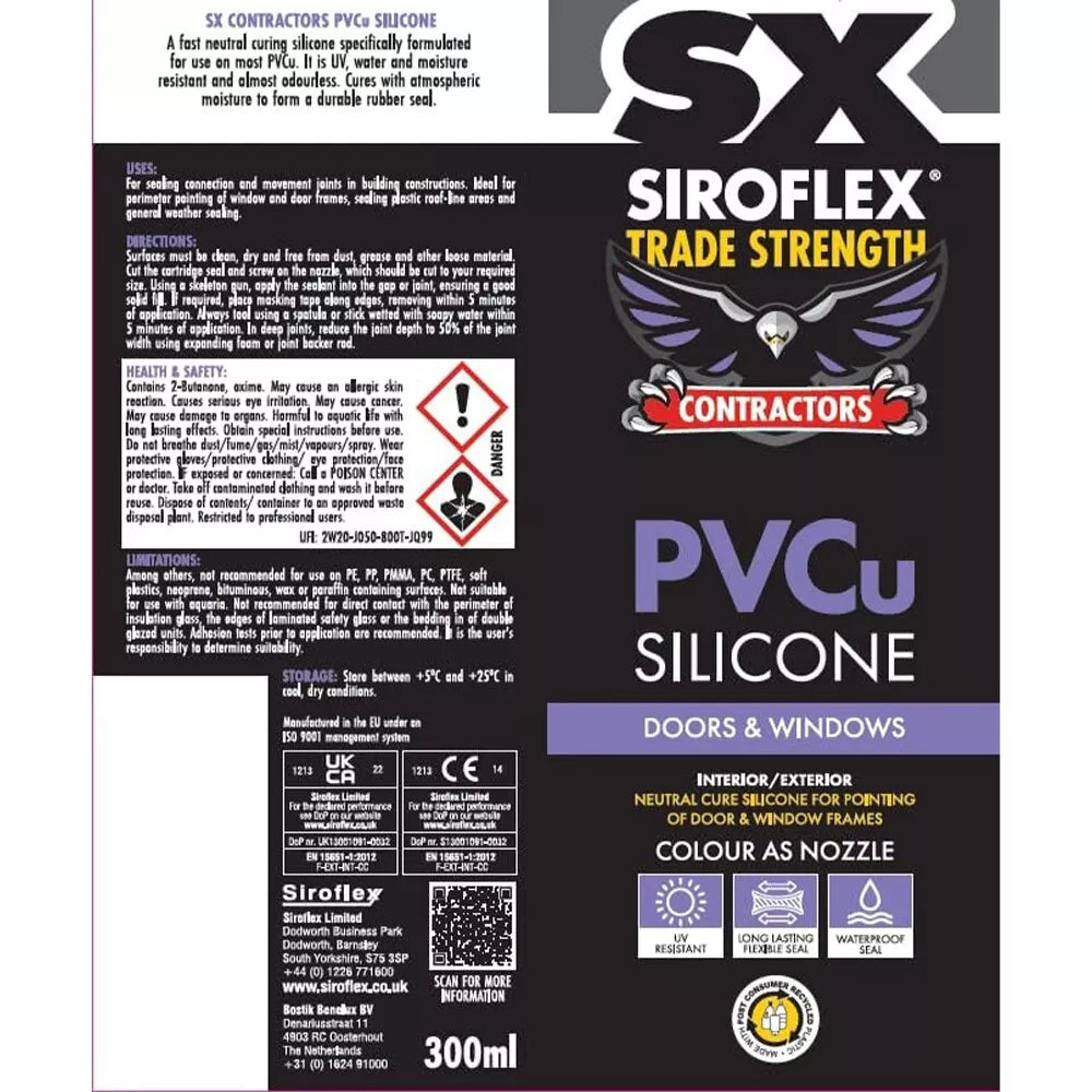 Siroflex Contractors PVCu Silicone - Clear 300ml