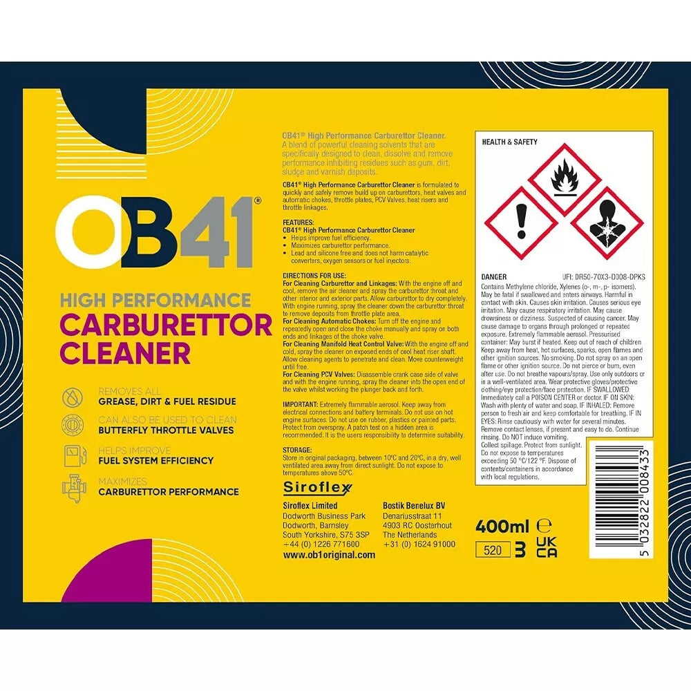 OB41 High Performance Carburettor Cleaner - 400ml