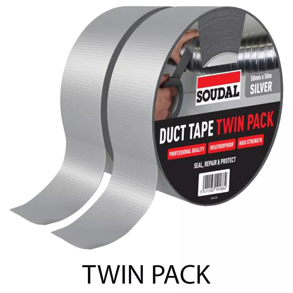 Soudal Duct Tape Silver Twinpack - 50mm x 50m