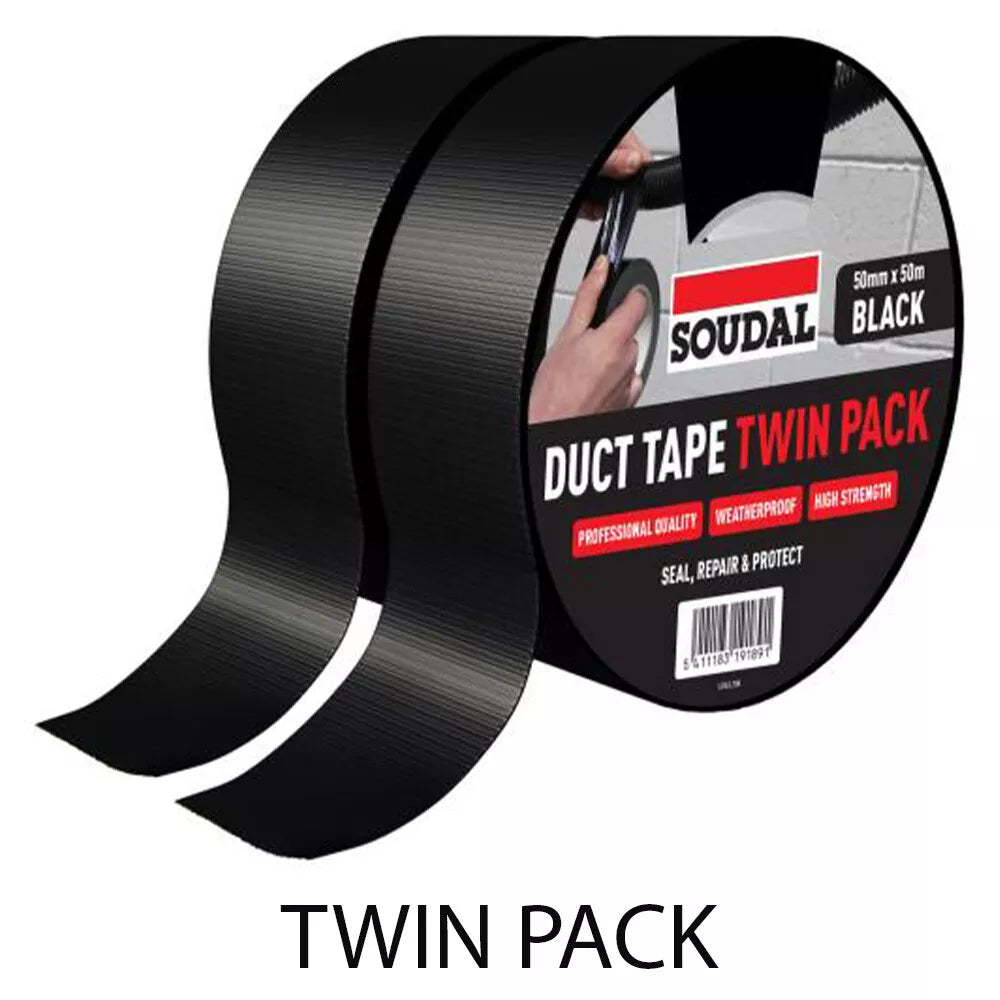 Soudal Duct Tape Black Twinpack - 50mm x 50m